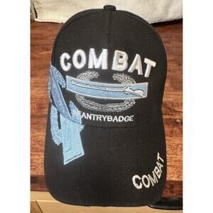 Combat infantry Badge Baseball cap/hat, Combat on bill & back, Black